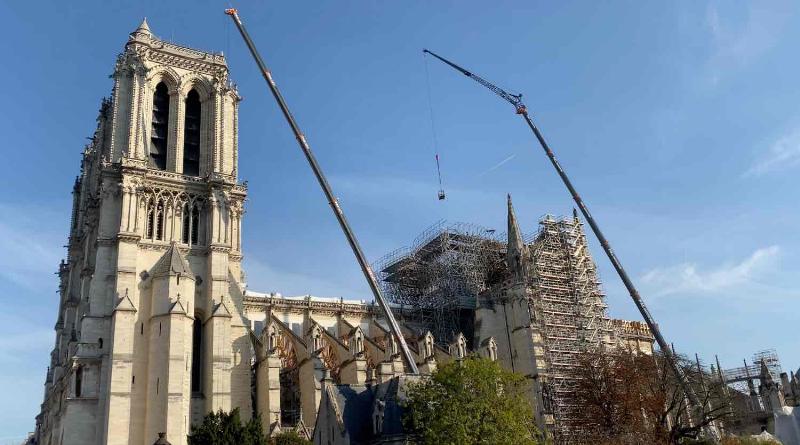 La nouvelle charpente de Notre-Dame de Paris en bois de chêne, symbolisant la renaissance et la fidélité aux méthodes traditionnelles.